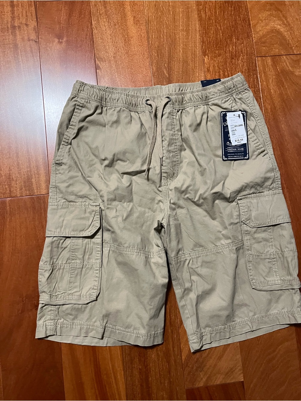 Men's Cargo Shorts in Khaki - Drawstring Waist